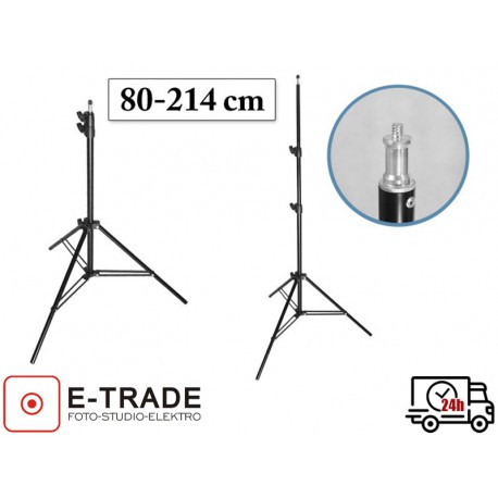 Bezpieczny statyw oświetleniowy 214 cm z antypoślizgowymi stopkami.