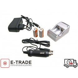 CR123 RECHARGEABLE BATTERY + CHARGER ( KIT )