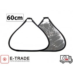 TRIANGULAR COLLAPSIBLE REFLECTOR  2IN1 SILVER -WHITE 60 CM