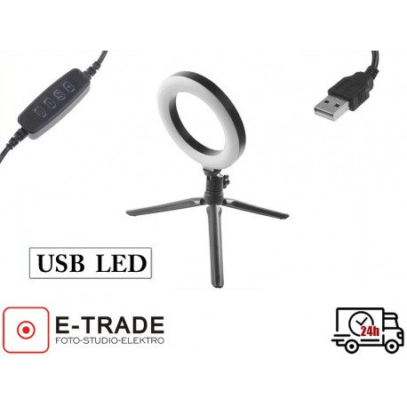 Lampa pierścieniowa USB LED RL6 ze ściemniaczem i regulacją temperatury barwowej